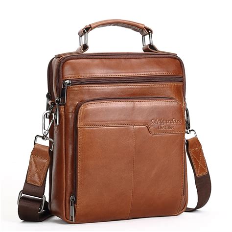 real leather men's shoulder bag.